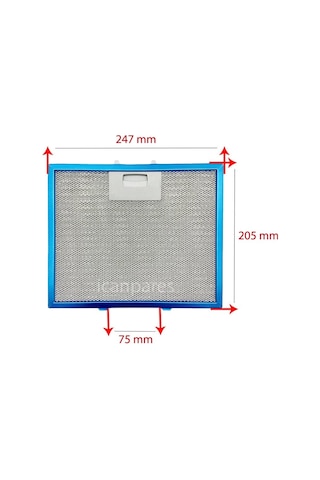 24.7 X 20,5 Cm Aspiratör Davlumbaz Metal Yağ Filtresi 247x205mm