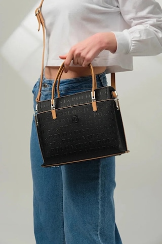 Just Polo Kadın Günlük Kullanıma Uygun Ayarlanabilir Askılı Şık El & Omuz Çantası Shoulder Bag Siyah Taba