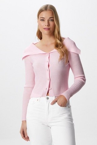 Ritnice Kadın Terra Fitilli Pembe Düğmeli Triko Hırka Pembe