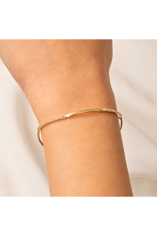 Gümüş Bileklik - Sıra Taşlı Modern Tasarım Şık 925 Ayar Gümüş Bileklik Gümüş