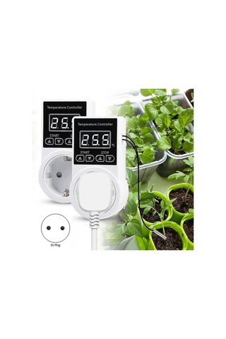 1 Adet Sensörlü Termostat Soketi, Dijital Sıcaklık Kontrol Soketi, Su Geçirmez Sıcaklık