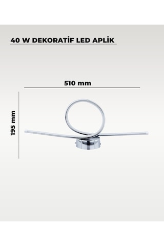 40w Led Dekoratif Aplik 3 Renk Işık Sarı/beyaz/gün Işığı Krom Modern Duvar Aydınlatması