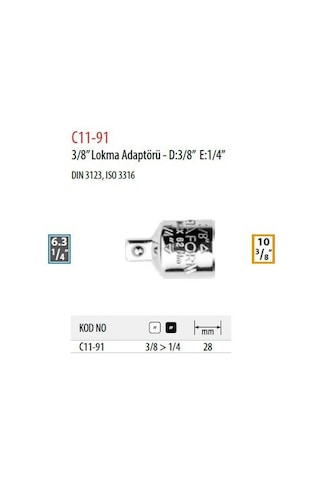 Ceta Form C11-91 3/8’’ Lokma Adaptörü - D 3/8” E 1/4”