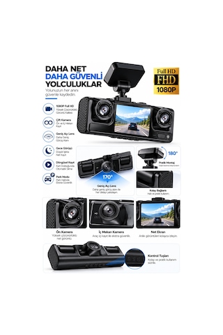 Full Hd 1080p Döngüsel Kayıtlı Araç Kamerası - Lisinya