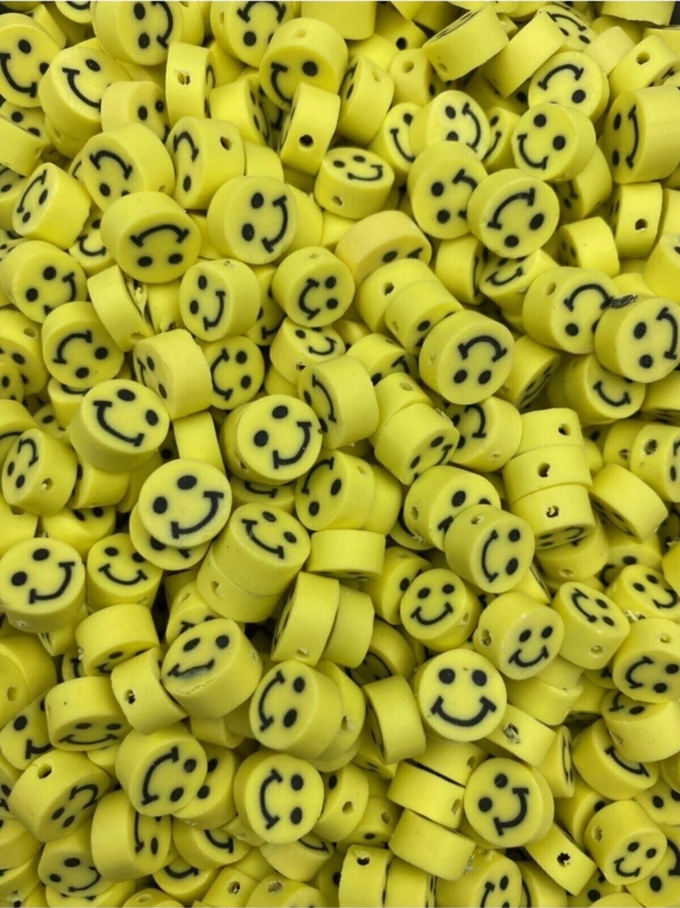 25 Adet Sarı Smile Fimo 10mm Polimer Kil Gülen Yüz / Gülen Surat Emoji Boncuk,takı Yapımı