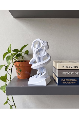 Möbius Sarılması Biblosu Modern Soyut Dans Eden Çift Heykeli Kırık Beyaz 15 Cm Kitaplık Masa Üstü Dekoru Yıldönümü Hediyesi 15cm