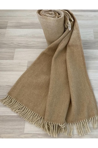 %100 Saf Yün Scotch Dizlik - Tv Battaniye 130x170 Hardal Sarı