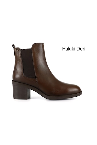 Gönderi(R) Gönderi R Kadın Kahverengi Fermuarlı Kalın Topuklu Hakiki Deri Chelsea Bot Gkzb13453429 Kahverengi