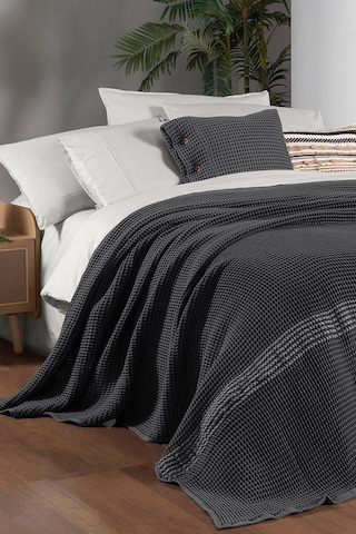 Sarev Polendia Gri Çift Kişilik %100 Pamuk Yatak Örtüsü 200 220 Cm