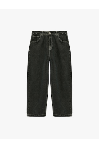 Koton Normal Bel Cepli Pamuklu Bol Super Baggy Jean Pantolon Green Cast 7wam40209nd Yeşil