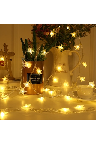 Suofeng Led Yıldız Işıklı Süpürge, Dış Mekan Kamp Dekorasyonu, Uzaktan Kumandalı 8 Mod, 6m 40 Işık, Islak Beyaz, Pil Li Pil Dahil Değil