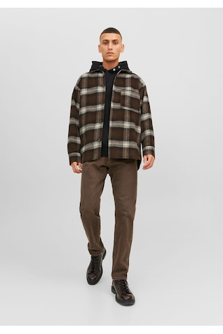 Jack & Jones Ekose Desenli Uzun Kollu Gömlek - Zac 12239303 Chocolate Brown Koyu Siyah
