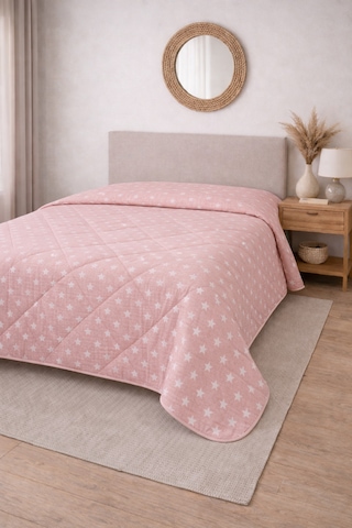 Laila Kapitone Pamuklu Çift Kişilik 200 X 230 Cm Çok Amaçlı Yatak Örtüsü / Pike Pudra