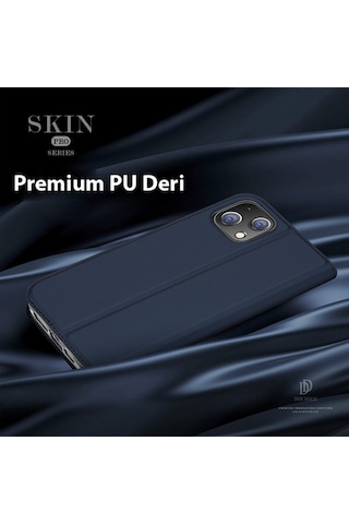 More TR Dux Ducis Apple Uyumlu iPhone 14 Plus 6.7 Kılıf Skin Pro Series Flip Cover Kapaklı Kılıf - Lacivert