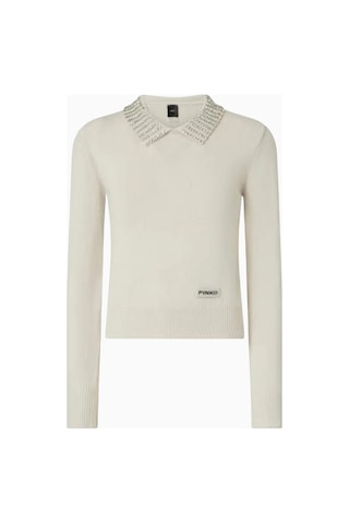 Pinko Ventotene Embellished Sweater Lüks,taş Detaylı Gümüş Renk Triko