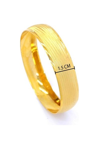 Ferizz Altın Kaplama Dikey Çizgili Bilezik 15Mm Kalınlık Blz-1151 Altın