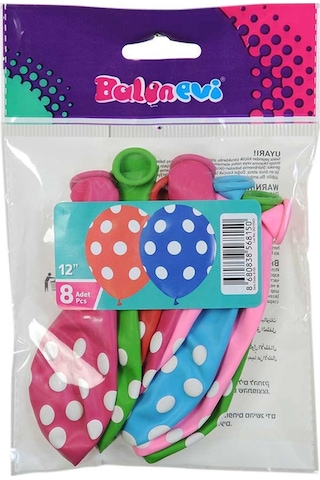 Puantiye Baskılı Karışık Balon 8’li