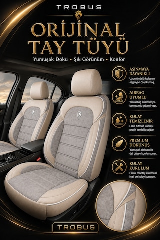 Peugeot 3008 2016+ Uyumlu Lion Serisi Tay Tüyü Bej Premium Koltuk Kılıfı
