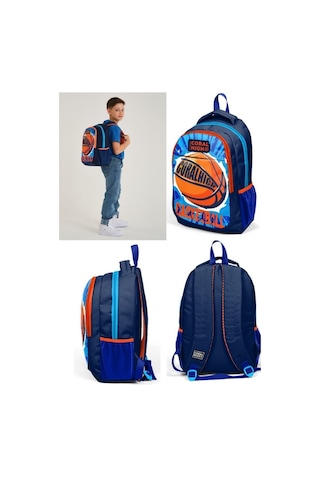 Coral High Lacivert Basketbol Desenli İlkokul Ve Ortaokul Sırt Çantası 14405