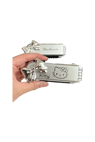 Vkemall Katılan Aynalı Portatif Katlanır Şirin Kedi Tasarımlı Çift Fonksiyonlu Saç Fırçası Diğer