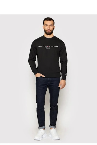 Tommy Hilfiger Sıfır Yaka Sweatshirt Siyah
