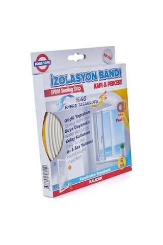 Kapı Pencere İzolasyon Rüzgar Fitili - Bandı Beyaz 9 mm X 6 Metre