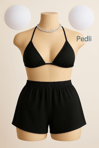 Angbutik Kadın Siyah Şortlu Belden Ve Boyundan Bağlamalı Bikini Takımı