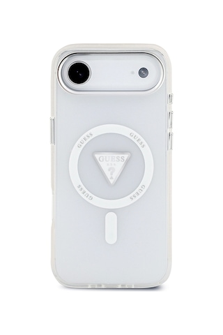 Apple Uyumlu iPhone 17 Air Kılıf Guess Lisanslı M-safeli Iml Baskılı Üçgen Logolu Metal Kamera Çerçeveli Şeffaf Şeffaf