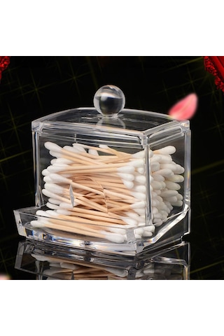 Geeroyoo Şeffaf Plastik Pamuklu Çubuk Saklama Kutusu - Takı Ve Aksesuar Organizatörü Şeffaf