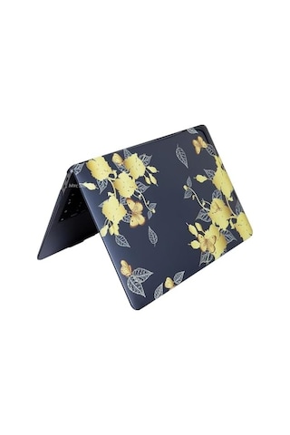 Macbook Air M1 Kılıfı 13.3 İnç A2337 A2179 A1932 Uyumlu Kristal Parlak Çiçek Desenli Sert Kapak Hard Case Koruyucu Kılıf Uv Baskılı Çizilme Önleyici Laptop Kılıfı Sarı