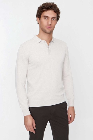 Morven Basic Dinamik Fit Rahat Kesim Polo Yaka Triko Kazak 99kc017001653 Bej