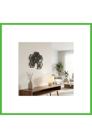 Vaveni Hayat Ağacı Duvar Tablosu Mdf Lazer Kesim Altıgen Geometrik Modern Duvar Süsü Arz