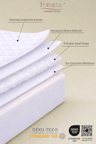 Formeya Adelya Mikrofiber Kapitone Fitted Sıvı Geçirmez Alez Beyaz