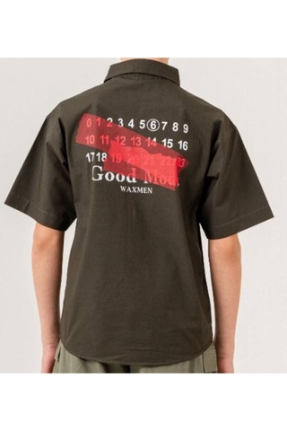 Erkek Çocuk Paraşüt Kumaş Çıtçıt Kapamalı Tişörtlü Haki Renk Gömlek Tişört Takımı Haki