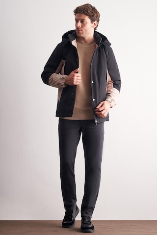 Siyah - Bej Kapüşonlu Yaka Bondid Yırtmaçsız Casual Mont 1007255134 Siyah - Bej