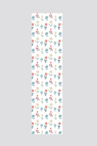 Mavi Yeşil Çiçek Desenli Runner 40x140cm Krem