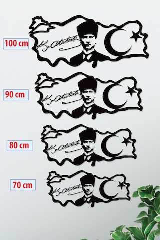 Gowpenart Atatürk Portreli İmzalı Türkiye Siyah Metal Duvar Tablo