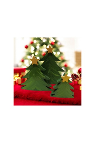 3lü Yılbaşı Ağacı Ahşap Dekor - Yılbaşı, Noel, Özel Etkinlik