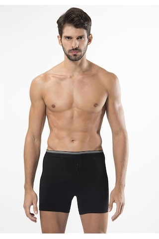 Türen 135 Likralı Düğmeli Boxer Ikili Paket-Sıyah - L Siyah