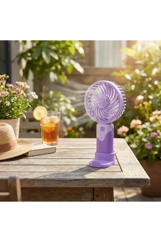 Vantilatör 3 Kademeli Masaüstü Ve El Fanı Telefon Tutuculu, 3 Farklı Değiştirilebilir Halka Tasarımlı Mini Fan Mzl37a
