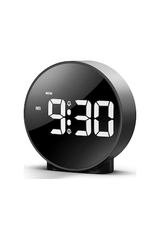 Hymark Yuvarlak Siyah Dijital Led Masa Saati Usb Güç Saat Ertelem