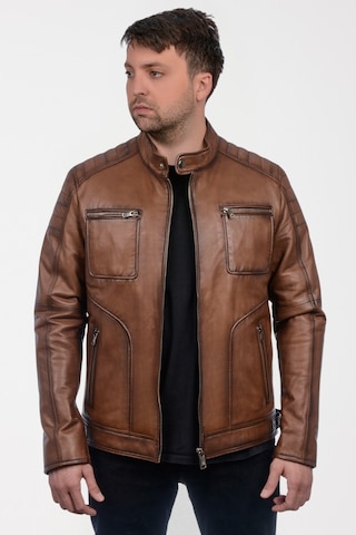 Derije Albert Hakiki Deri Erkek Taba Ceket-mont Taba