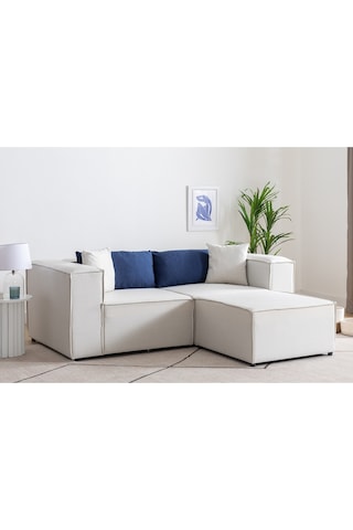 Nova 3 Modül Modüler L Köşe Koltuk Takımı Beyaz