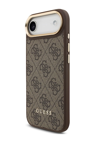 Apple Uyumlu iPhone 17 Air Kılıf Guess Lisanslı M-safeli 4g Metal Büyük Logolu Kartlıklı Kapak Kahverengi Kahverengi