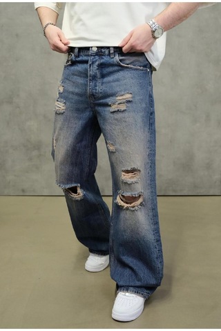 Blue Ripped Detail Jeans Denim Pants Mavi