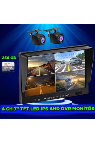 2 Adet 170'' Balık Gözü Lens Geniş Açı Kamera 7 İnç Dvr Monitör