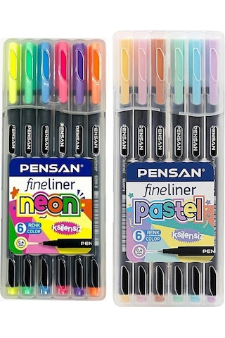 Fineliner 12 Neon Ve Pastel Renk 0.4mm İnce Keçe Uçlu Yazı Kalemi 1 Paket 12 Lı Fineliner Kalem Seti