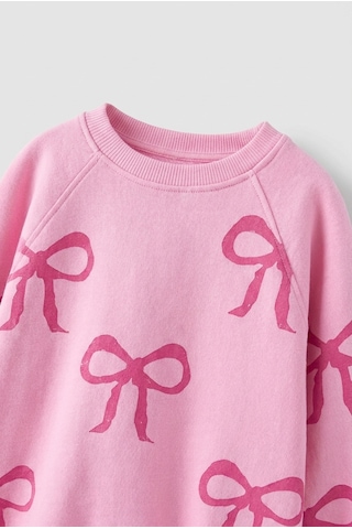 Magu Kız Çocuk Fiyonk Desenli Pembe Sweatshirt Ve İspanyol Paça Tayt Takımı