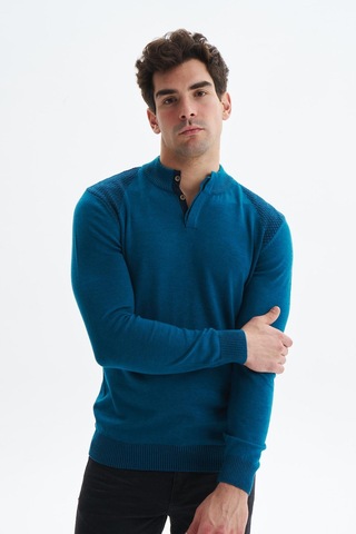 AR-MA Arma Erkek Slim Fit Likralı Akrilik Kumaş Yarım Yaka Triko Kazak K0kro0864 Mavi