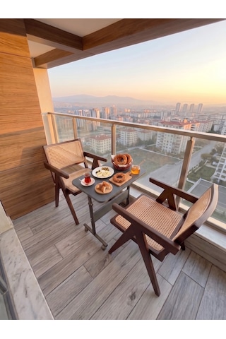 Yükseklik Ayarlı - Dar Balkonlar İçin Kahvaltı Yemek Masası - Antrasit Tekerli 60x40 Oval Kenar Scbalkon4